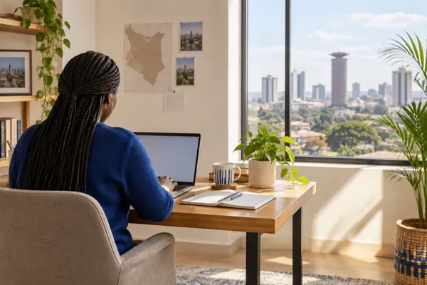 A professional searching for jobs on a laptop