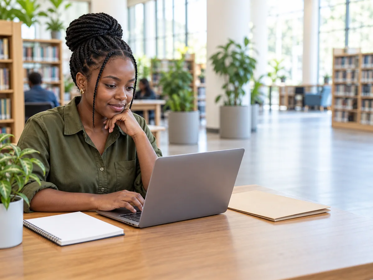 A Kenyan professional checking a job source